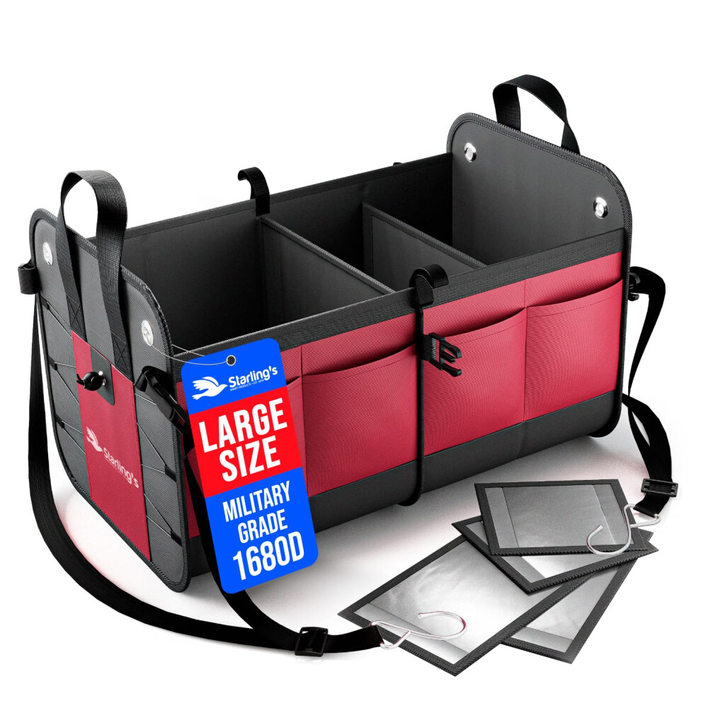 Starling's Car Boot Organiser Bags - Car Trunk Organiser : Tidy Organization, Super Strong&Durable, Collapsible, Storage Box For Auto, Truck, Bordeaux 5051224082407