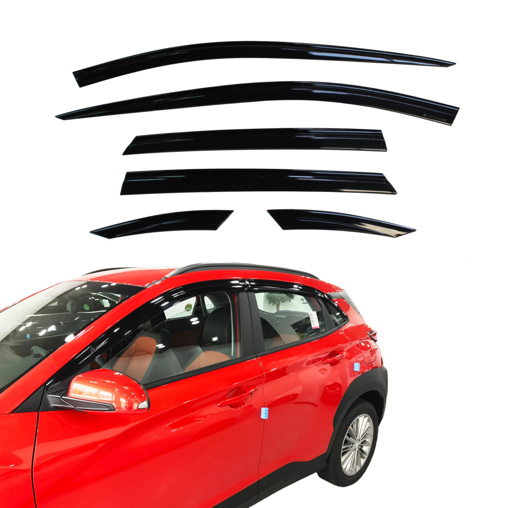 Auto Clover Wind Deflectors Set For Hyundai Kona 2017-2023 (6 Pieces) 5051226119712