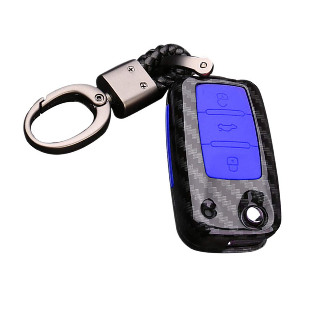 Happyit Abs Carbon Fiber Shell+Silicone Car Key Cover Case For Volkswagen Vw Bora Beetle Tiguan Polo Passat Mk5 6 Jetta Eos Sagitar Golf 3 Buttons 5051224085224