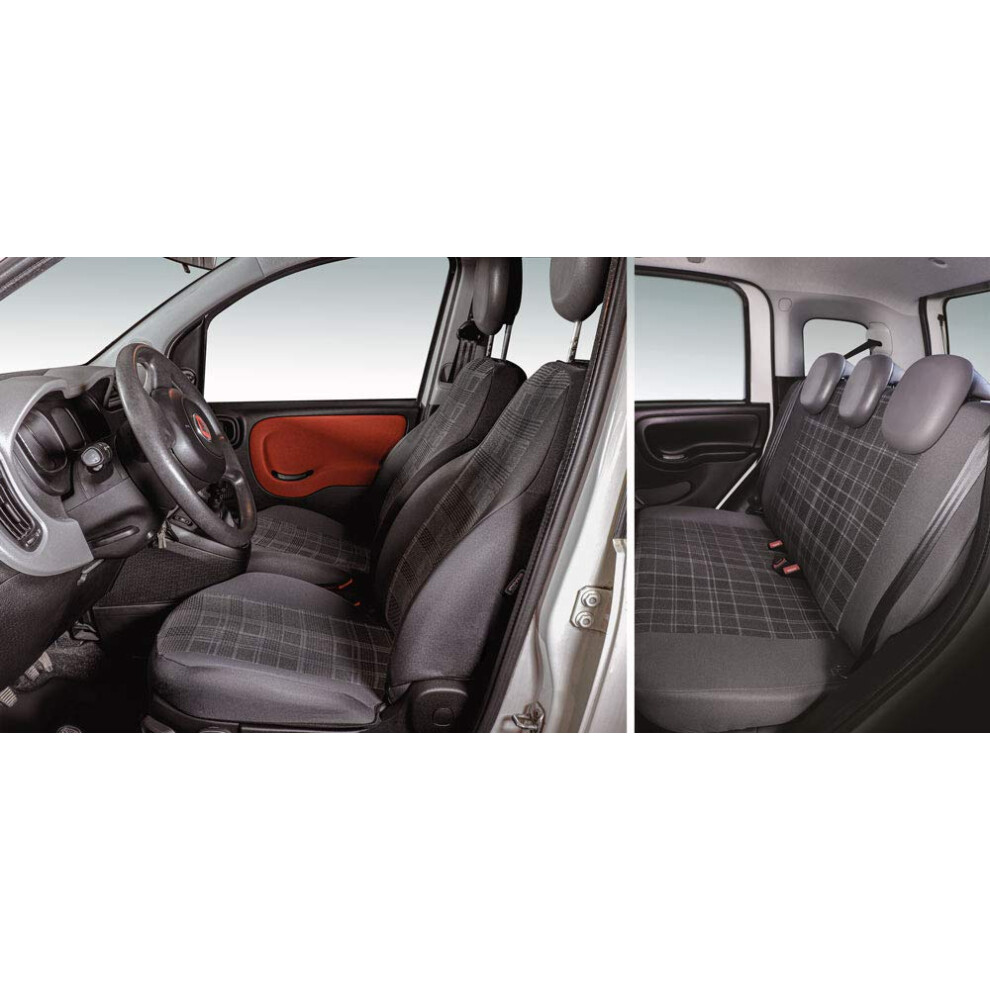 Cora 000129149 Complete Set Custom Seat Covers Fiat Panda 12> 5 Seater Rear Full Scottish Grey 5051224080243