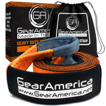 GearAmerica Heavy Duty Tow Strap 3" x 20' ? Recovery Strap with 35,000 lbs Break Strength ? Emergency Off Road Towing Rope & Winch Extension ? Triple