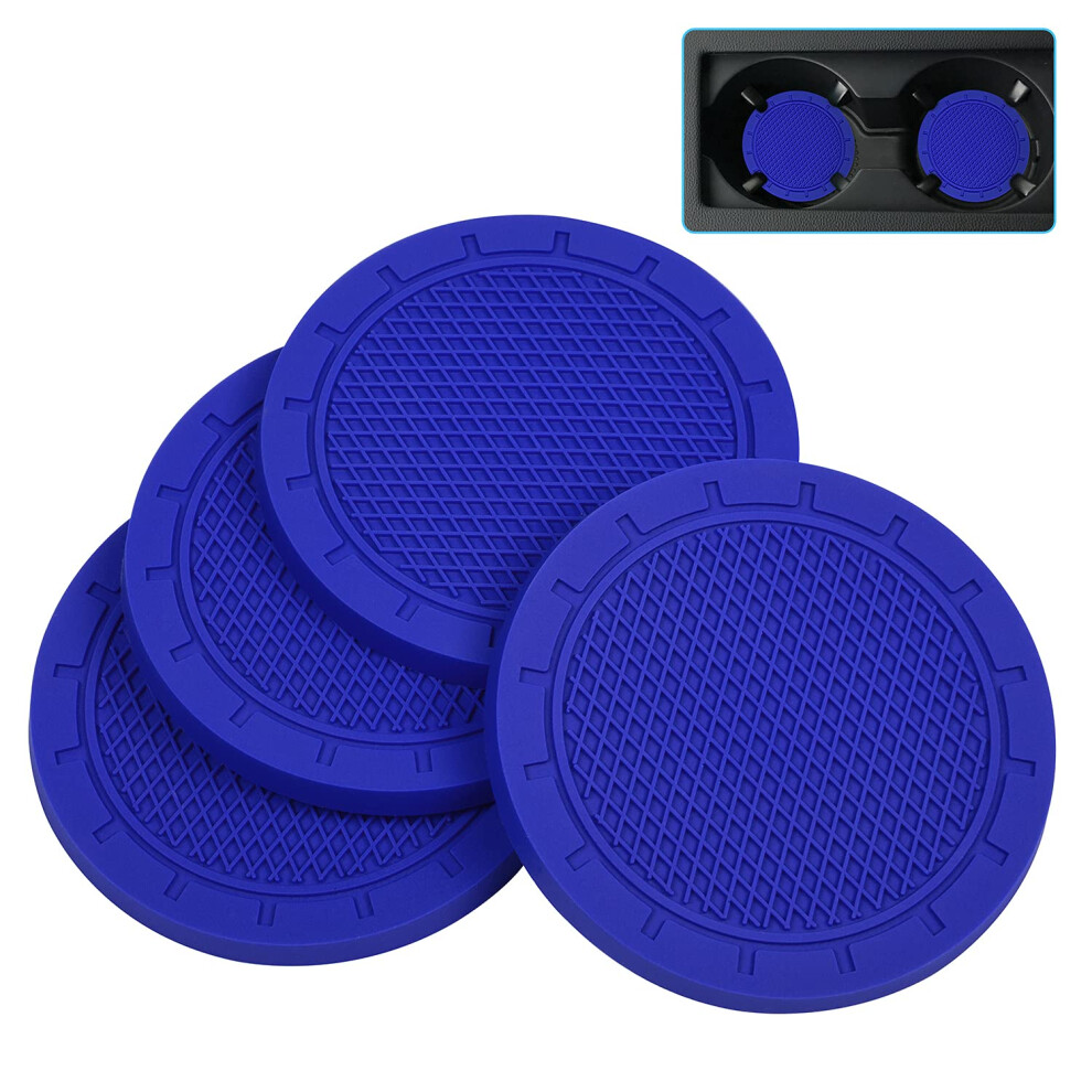 Car Coasters, Wisdompro 4 Pack Pvc Car Cup Holder Insert Coaster - Anti Slip Universal Vehicle Interior Accessories Cup Mats For Women(2.75" Diameter, 5051226176081
