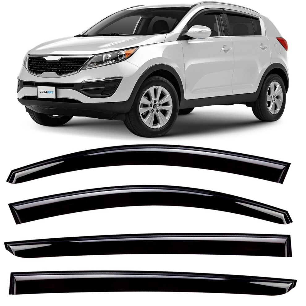 Clim Art Tape-On Wind Deflectors For/Compatible With Kia Sportage 2010-2016 Sl/Mk3 - Rain Deflector - Car Accessories - Car Wind Deflectors - Sun, 5051226119491
