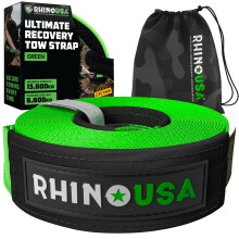 Rhino USA Recovery Tow Strap (7.6 cm x 9.1 m) - 13,600 kg Break Strength - Emergency Recovery Strap Tow Rope for Truck, UTV, ATV & More - Heavy Duty
