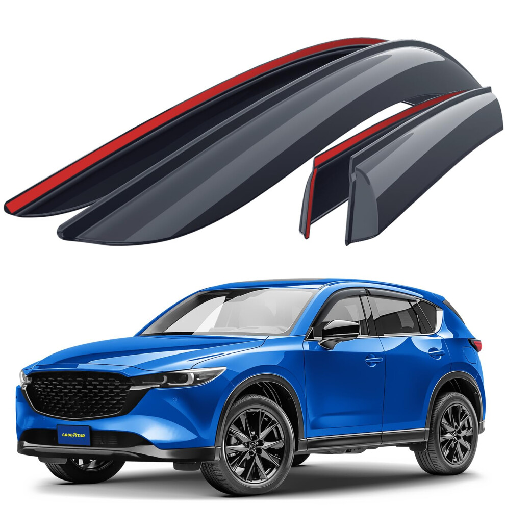 Goodyear Tape-On Car Wind Deflectors For/Compatible With Mazda Cx-5 2017-2025 (Ii) Kf - Car Accessories - Rain Deflectors -Let Fresh Air In During 5051224081981