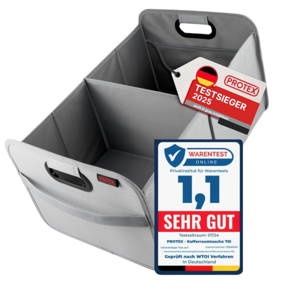 Protex Car Boot Organiser 35L - Foldable Oxford Fabric Storage Box - (Boot Bag ) Grey 5051224083671