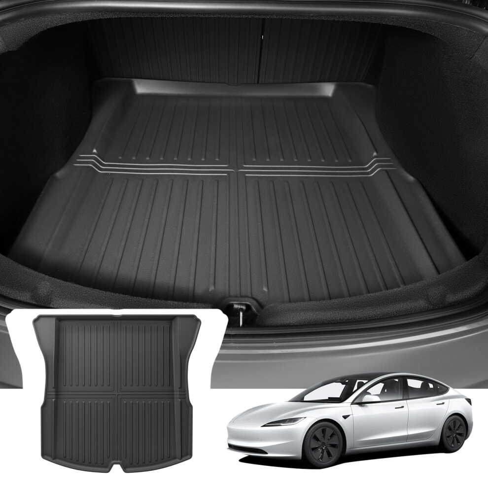 Aszsk Trunk Mat For Tesla Model 3 2024 In Tpe, Waterproof Rear Cargo Liner For Model 3 Highland, Tesla 3 Non-Slip Trunk Liner Boot Protector Mat, 5051224082209