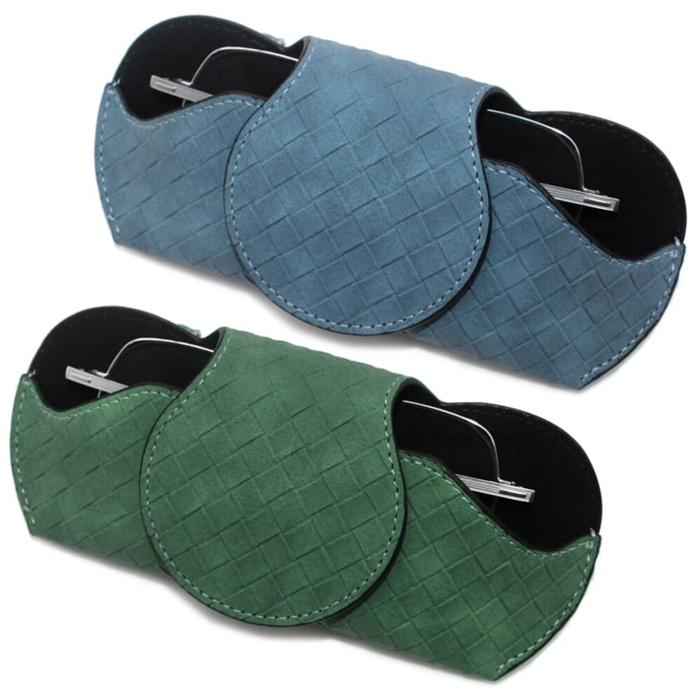 Aifuda 2 Pcs Sunglasses Holder For Car Visor, Eyeglass Holder Organizer Box Leather Glasses Case With Clips For Car Visor Automotive Interior Visor