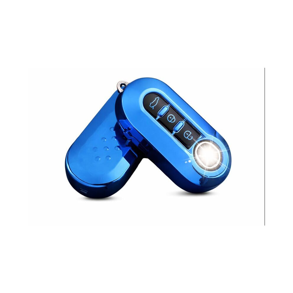 Stylec Remote Flip Key Cover Compatible With Fiat 500 Panda Punto Bravo Stilo & Lancia | 3-Button Tpu Protective Case (Blue) Blue 5051226164101