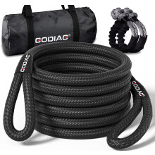 GODIAG 1"?30ft Kinetic Recovery Tow Rope (46500lbs) Heavy Duty Energy Rope with 2 Soft Shackles, 30% Elasticity Offroad Power Rope for Truck Jeep Car