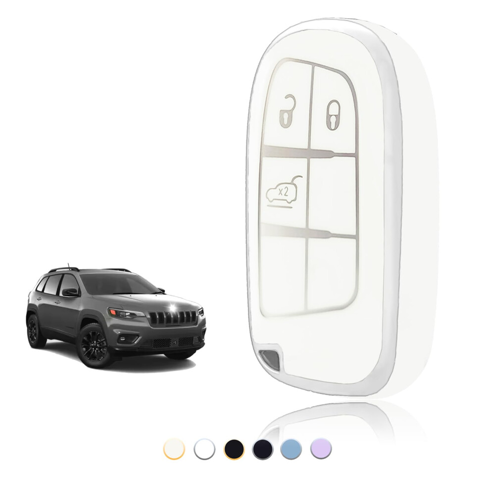 Toomume Car Key Cover Tpu, Car Key Case Fit For Jeep Cherokee Renegade Compass Wrangler Dodge Challenger Charger Ram 1500 Chrysler 300C Fiat, 5051224083985