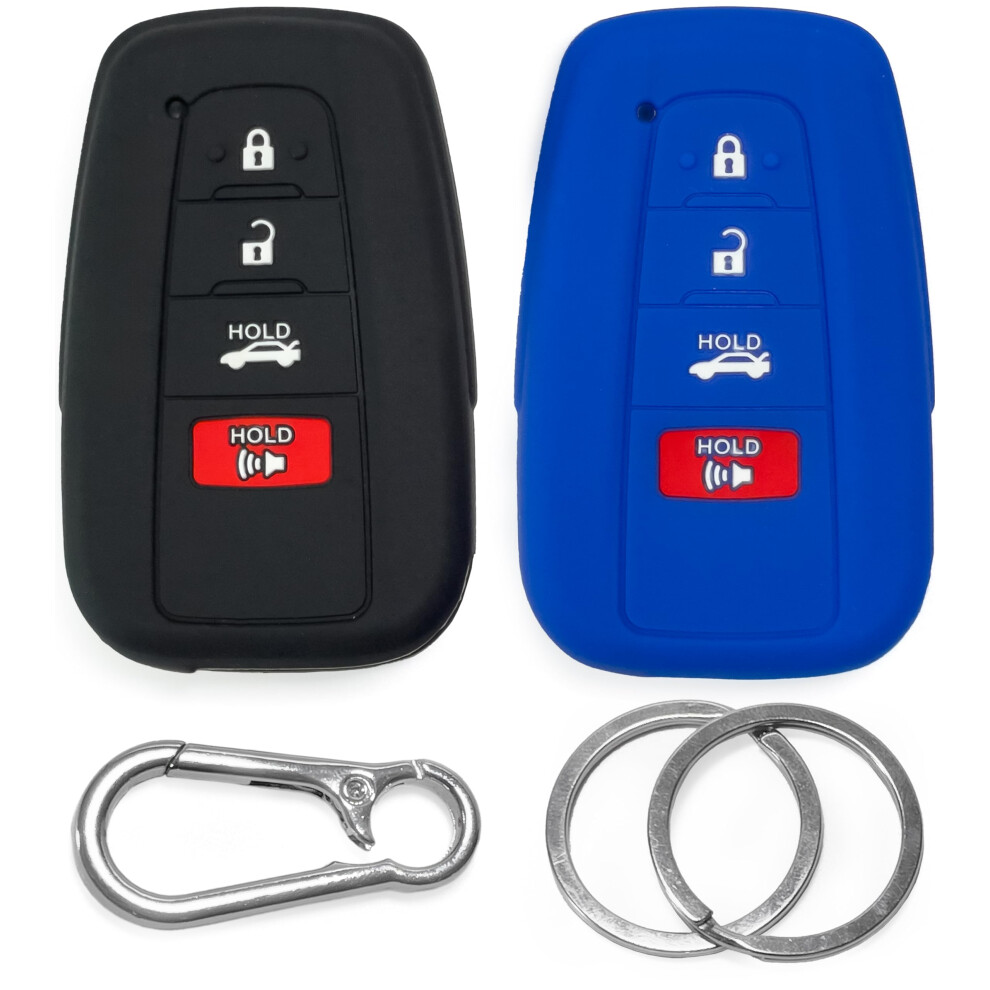 2X Click&Fit Silicone Key Fob Cover Compatible With Toyota Camry Corolla Rav4 C-Hr Prius Gt86 Highlander Avalon 4Runner 16-24, 4B Remote Key ? 5051224084906