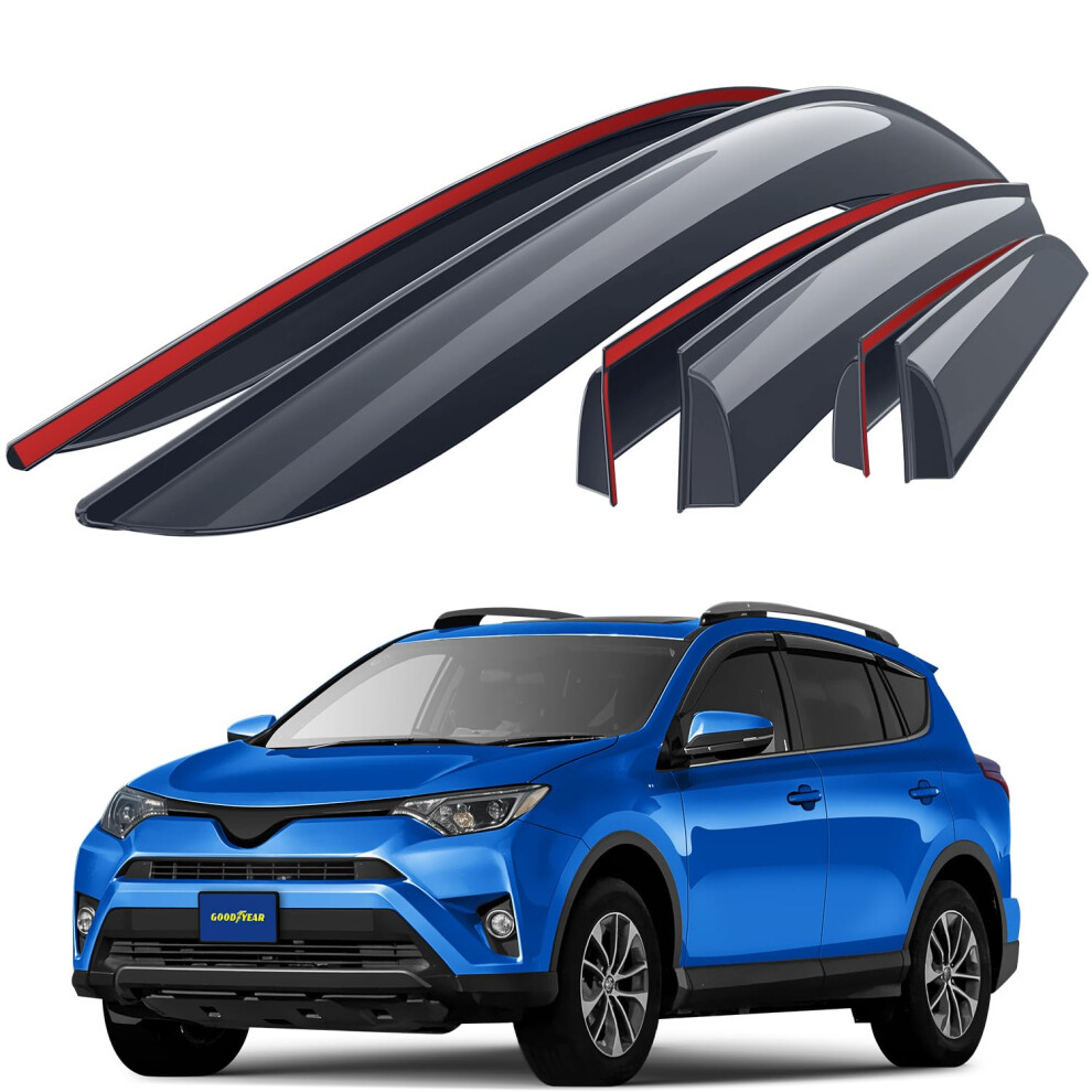 Goodyear Tape-On Car Wind Deflectors For/Compatible With Toyota Rav4 2013-2019 Iv - Car Accessories - Rain Deflectors -Let Fresh Air In During Rain- 5051224080397