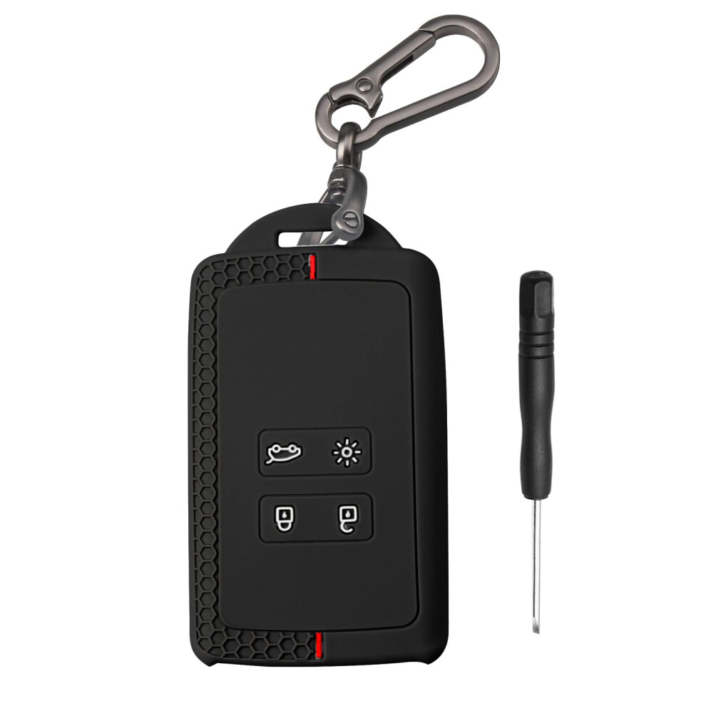 Ft Funtor Car Key Cover For Renault, 4 Button Tpu Silicone Key Cover Compatible With Renault Captur Clio Dacia Duster Espace Kadjar Koleos Megane 5051224084562