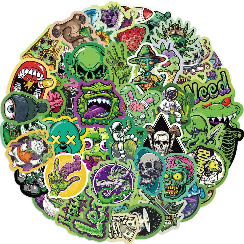 Horror Leaves Sticker Pack 50Pcs For Water Bottles Laptops Cars Skateboards Mens Cave Decorations 5051226155086