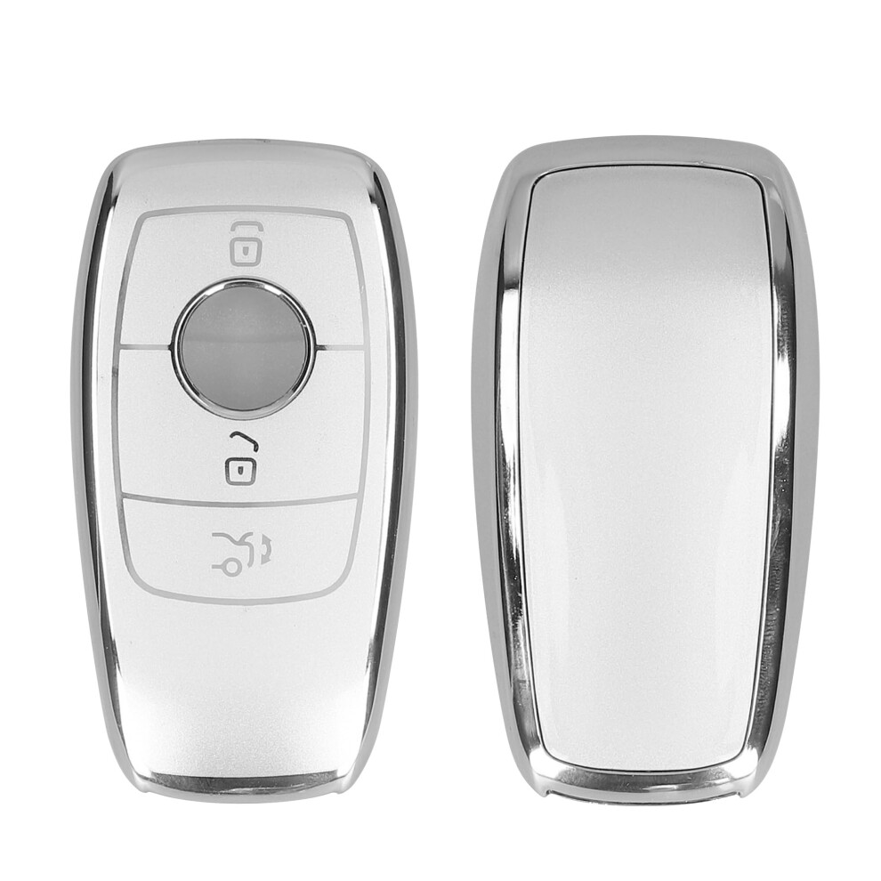 Kwmobile Key Cover Compatible With Mercedes-Benz Smart Key Car Key (Only Keyless) - Soft Tpu Car Key Fob Protector Case - Matte Silver 5051224082353