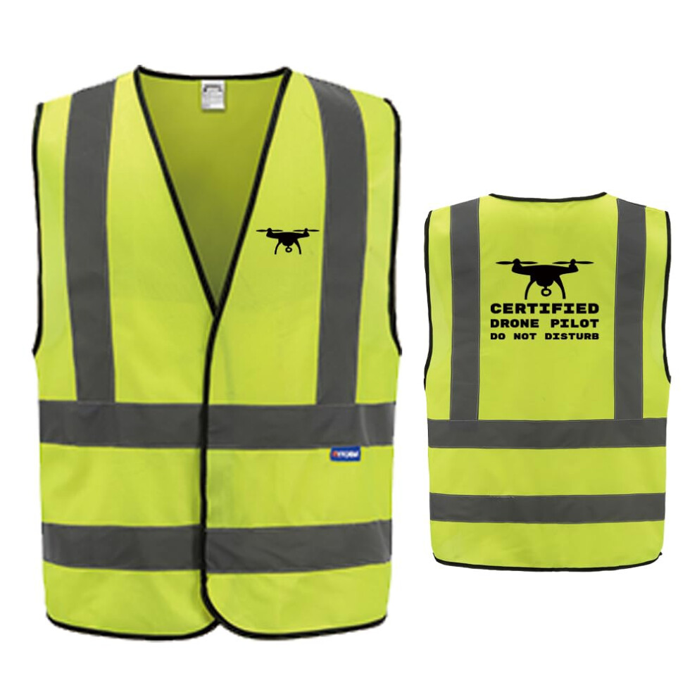 Aykrm High Visibility Yellow Safety Vest For Drone Pilots - Reflective Waistcoat For Xs Size - Increase Safety During Flights 5051224083336