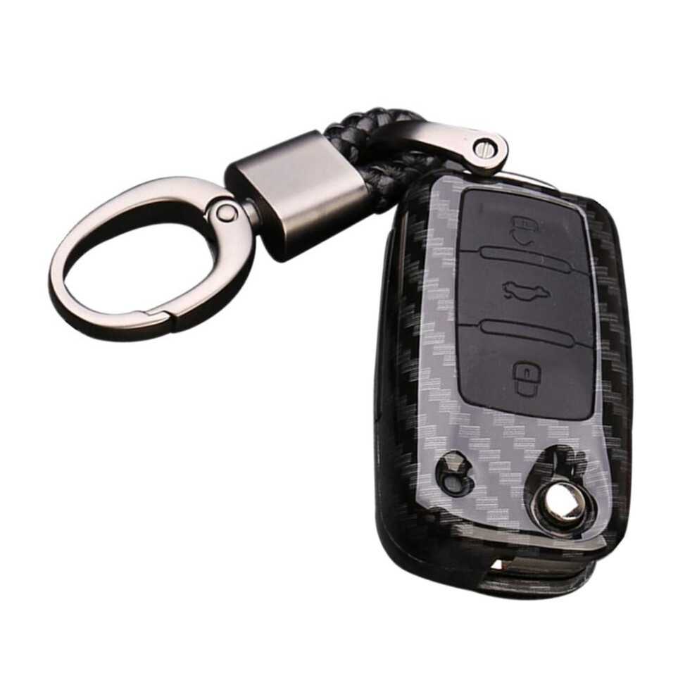 Happyit Abs Carbon Fiber Shell+Silicone Car Key Cover Case Keychain For Volkswagen Vw Bora Beetle Tiguan Passat B5 B6 Mk5 6 Jetta Eos Seat Sagitar 5051224086528
