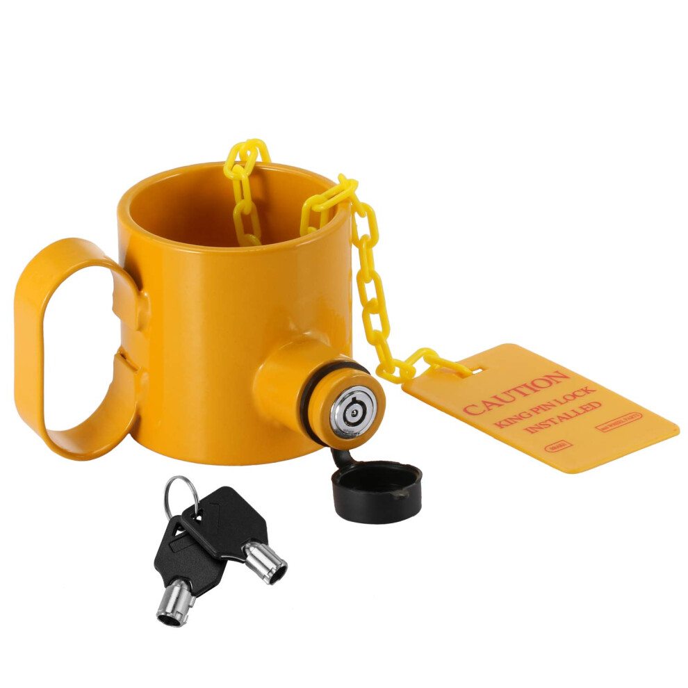 Boyisen 5Th Wheel King Pin Lock Solid Steel Anti Theft For Rvs, Container Trailers And Campers With Handles Warning Tag 5051224090655
