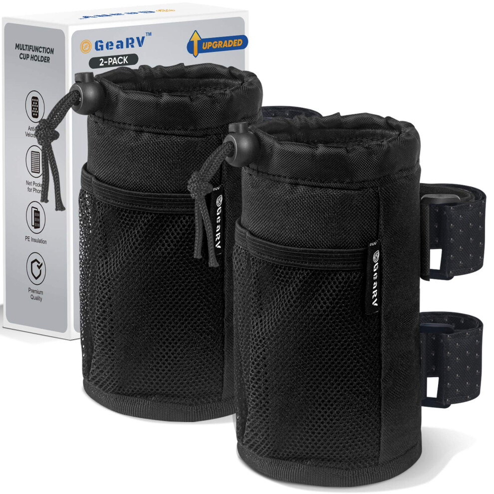 Gearv 2Pack Cup Holder For Bike, Scooter And Wheelchair, Water Bottle Holder For Utv/Atv, Walker, Golf Cart And Beach, Universal Drink Holder 5051224089093