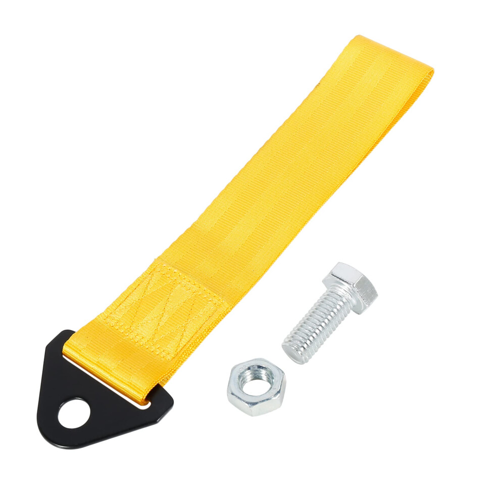 X Autohaux Universal Auto Tow Towing Hook Bumper Trailer Belt Strap Yellow 5051226179099