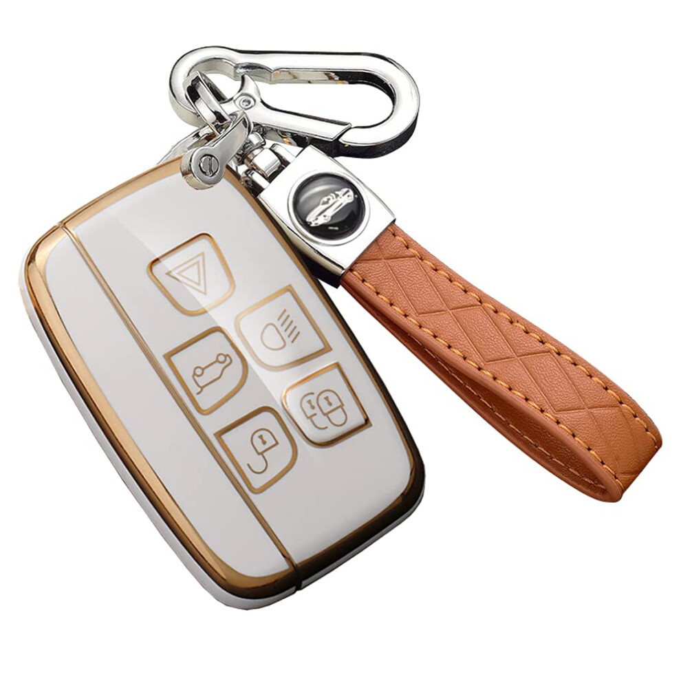 Ontto Car Key Fob Cover Fit For Land Rover Defender Discovery Evoque Lr4 Range Fit For Rover Sport For Jaguar 5-Buttons Smart Key Case Tpu Key Shell 5051226169090