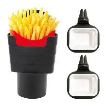 ZHOUSTOU Car Sauce Holder French Fries Holder for with 2pcs Mini Dip Clips Food Grade PP Dip Clip Sauce Holder for Car French Fries Sauce Lovers and