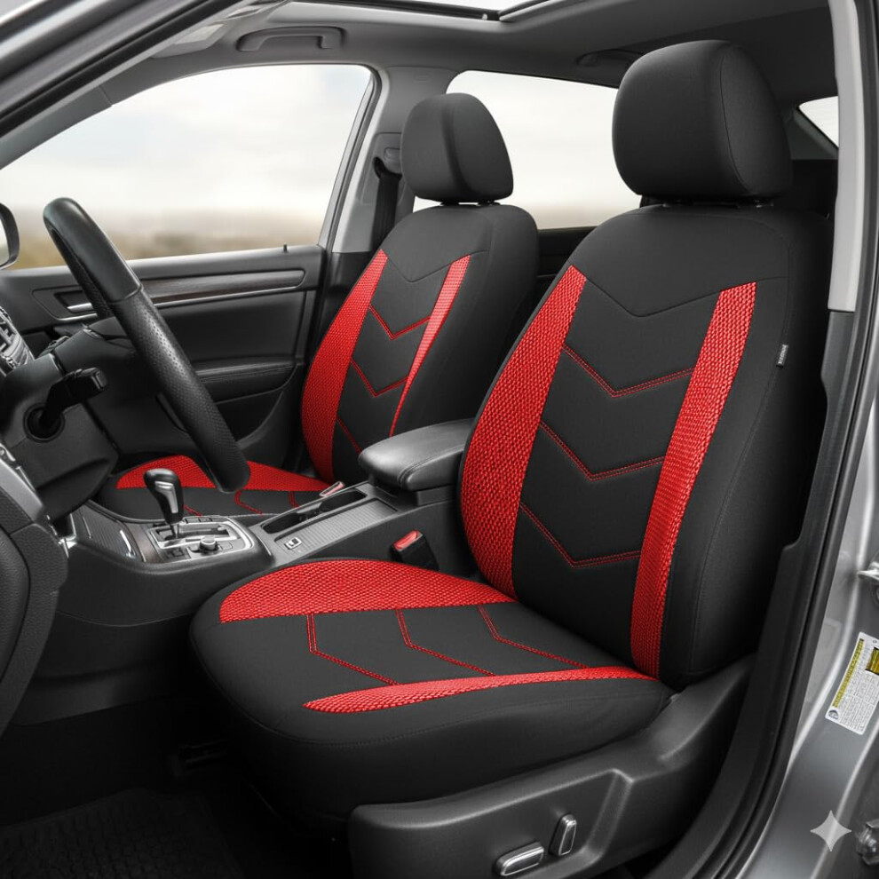 Toyoun Car Seat Covers Breathable Universal Fit Front Seat Covers For Van Sedan Suv Front Pair Driver Red 5051224090082