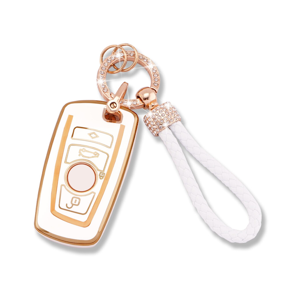 Koaudb Car Key Fob Cover Full Protection For Bmw, Soft Tpu Smart Key Case Shell With Keychain Lanyard Fit For Bmw 1 3 4 5 6 7 Series X3 X4 Gt3 Gt5 3 4 5051224089123