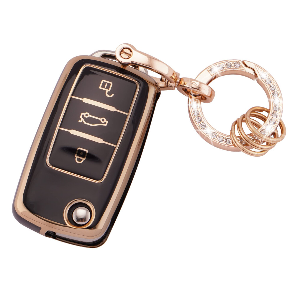 Koaudb Key Fob Cover Fit For Vw Volkswagen Passat Golf Polo Beetle Jetta Touran Eos Scirocco 3 Buttons Key Case Soft Tpu Key Shells With Keychain 5051224089185