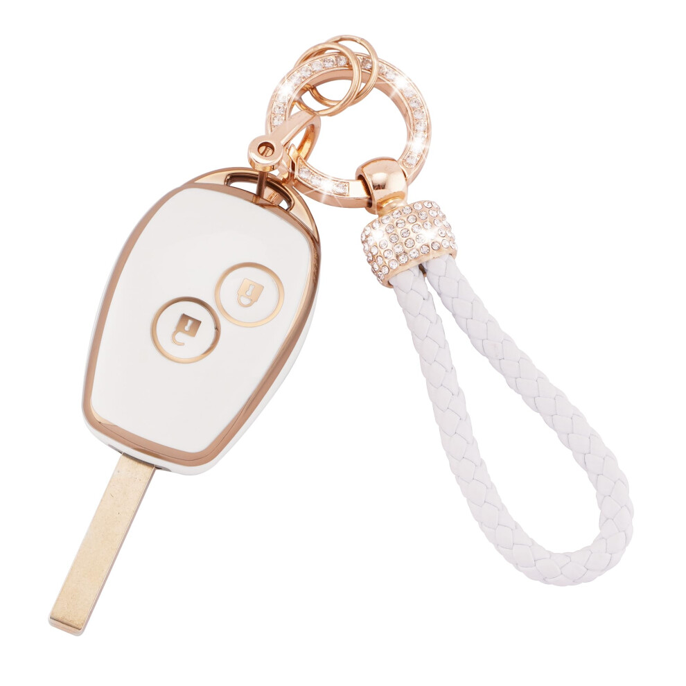 Koaudb Key Cover Fit For Clio Kangoo Megane Laguna Modus Dacia Twingo Kangoo 2 Buttons Smart Card Case Holder Soft Tpu Key Fob Case Protector With 5051226172700