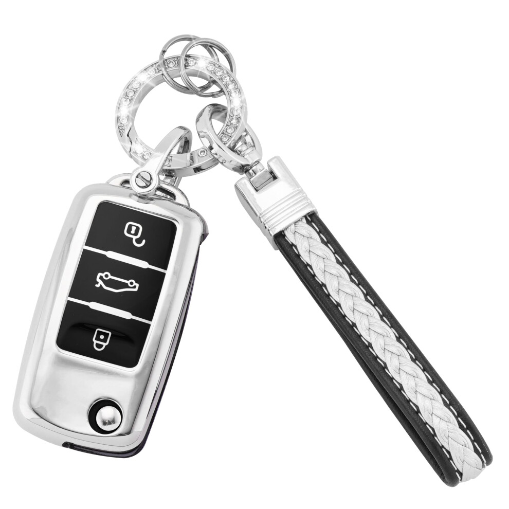 Koaudb Car Key Fob Cover With Keychain Lanyard For Vw, 3 Buttons Soft Tpu Key Shell Compatible With Vw Volkswagen Passat Golf Polo Beetle Jetta Touran 5051226169533