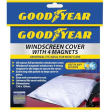Goodyear Magnetic Car Windscreen Cover | Protect from Snow Frost Freezing Windshield | 4 High Powered Magnets | Double Protection Side Flaps, Silver