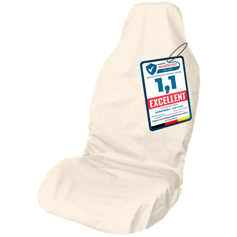 Lionstrong? Car Seat Covers For Cars [Waterproof] - Dirt Resistent - Washable - Car Sweat Towel Seat Cover - Universal - Polyester Beige 5051226141409