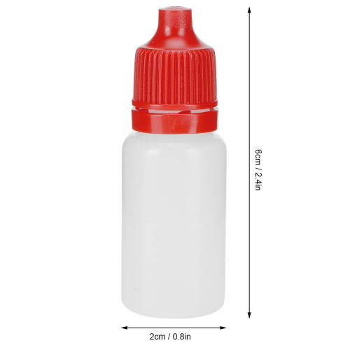 50Pcs 10ml Portable Eye Drops Bottle Squeezable Red with Plugs