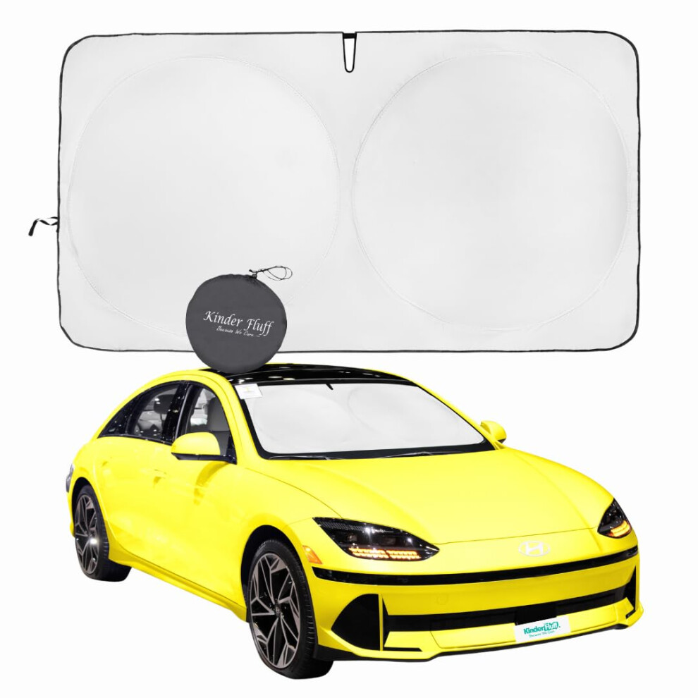 Kinder Fluff Patented Windscreen Sunshade | Reflective Car Sun Protection - Certified 99% Uvr Block - Cool Interior | Foldable Sun Visor Cover | 5051224090297
