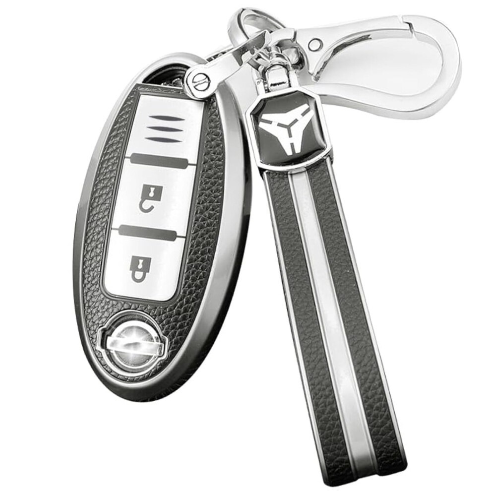 Misuyue N-Issan Qashqai Key Cover For N-Issan 350Z Qashqai Murano X-Trail Kicks Tiida Micra Pathfinder Note Juke, 3 Button Tpu And Leather N-Issan 5051226171772