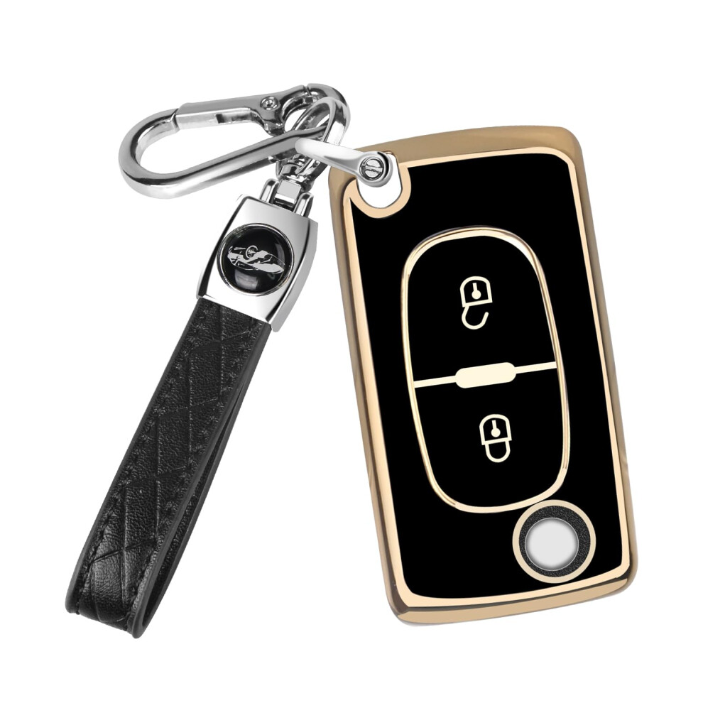 Ft Funtor Car Key Case For Peugeot, Tpu Key Fob Car Key Covers With Keychian, Flip Folding Key Shell Case Fob Compatible With 2 Button Peugeot 107 206 5051226203558