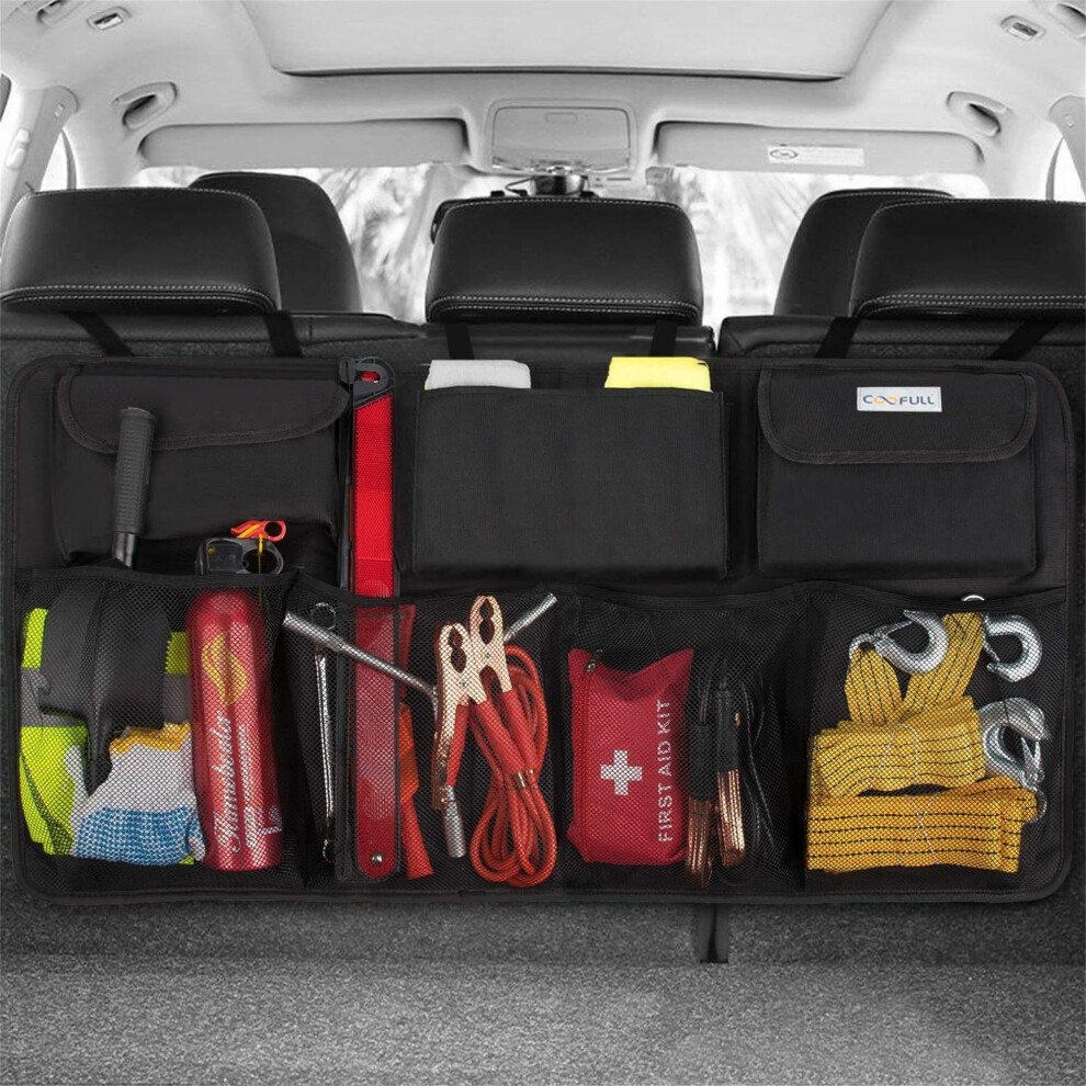Coofull Upgraded Car Boot Organiser Waterproof Super Capacity Enlarged 7 Pockets Car Storage Organiser With Enhanced Hook Side Strips, Boot Tidy?Clean 5051224088799