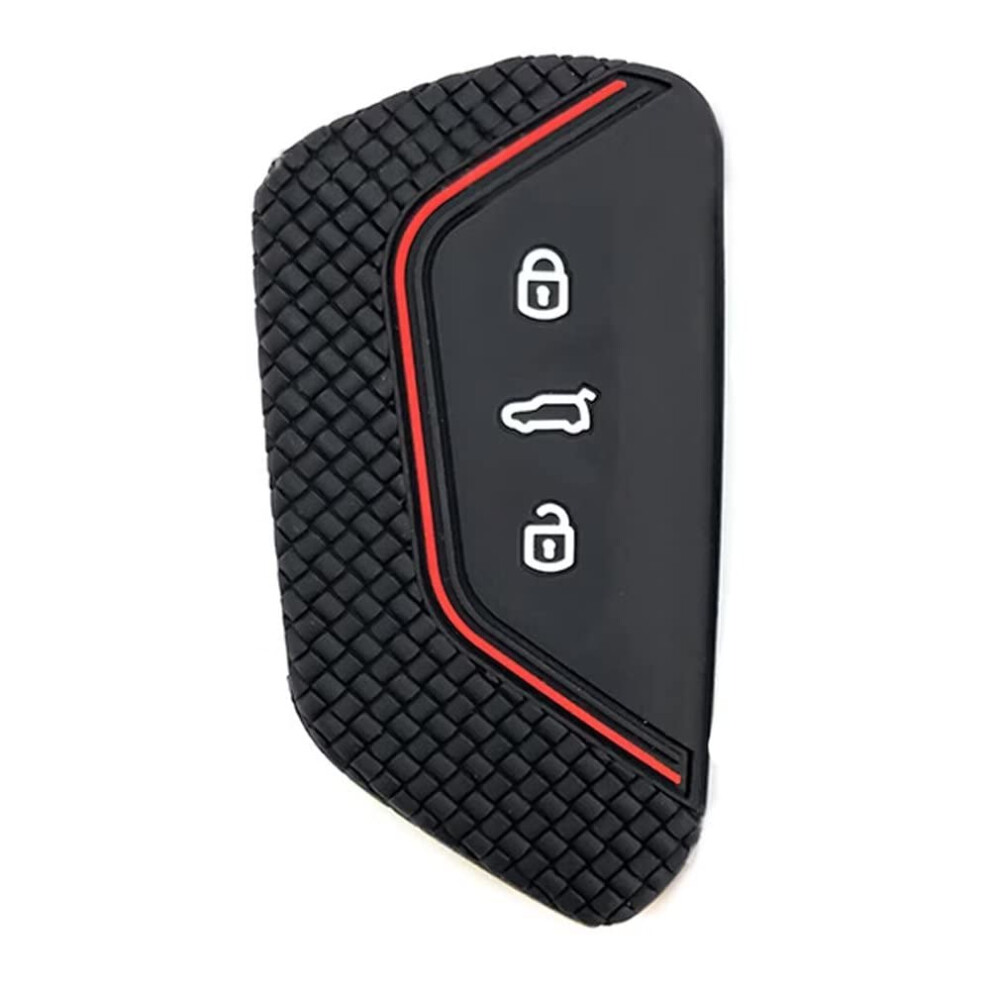 Berfea Key Fob Cover Silicone Key Case Protective Sleeve Remote Accessories Compatible With Vw Volkswagen Mk8 Golf 8 Gti Skoda Octavia 3 Button Car 5051226163524