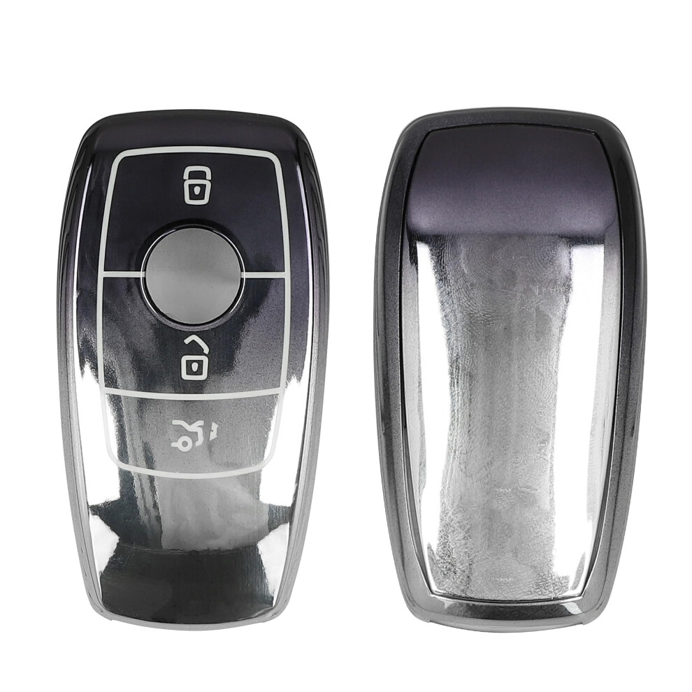 Kwmobile Key Cover Compatible With Mercedes-Benz Smart Key Car Key (Only Keyless) - Soft Tpu Car Key Fob Protector Case - / Dark/Grey/Silver 5051224090181