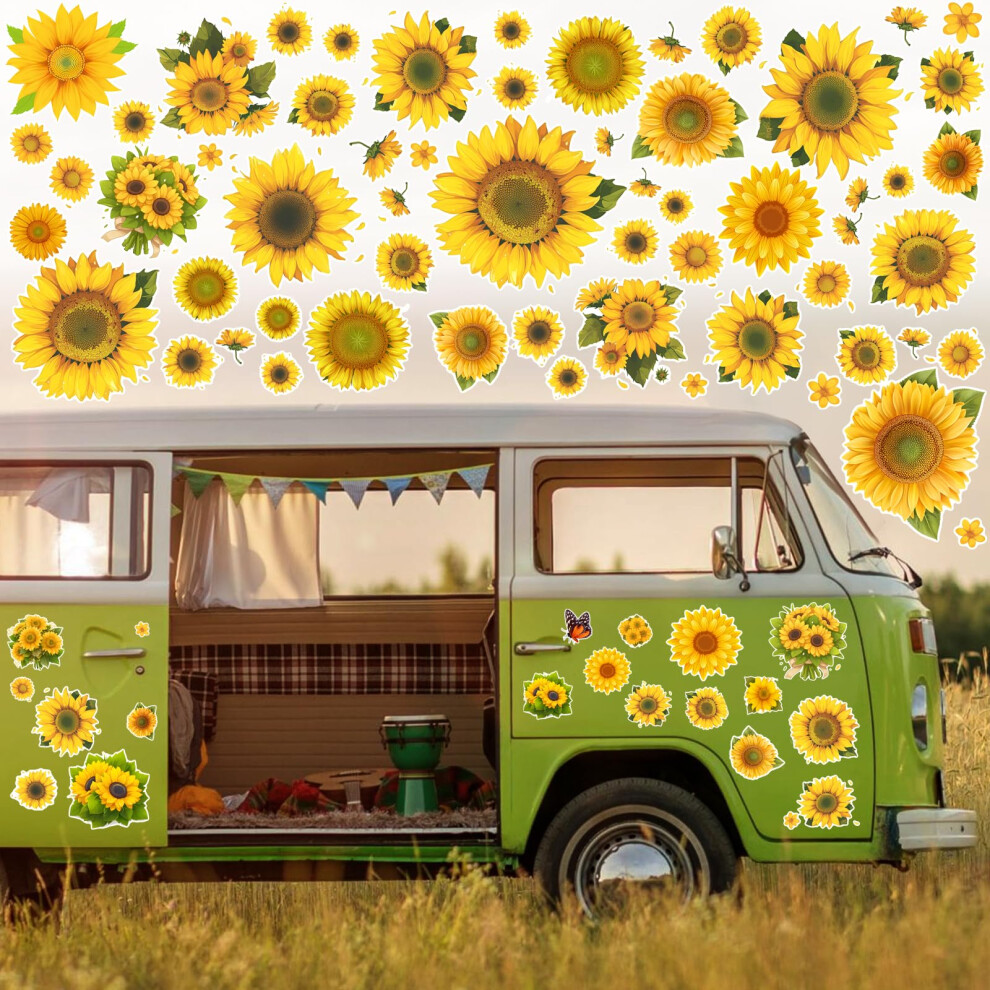 105Pcs Sunflower Car Decals, Auto Stickers Waterproof Hood Vinyl Decal Car Window Stickers Auto Graphics Body Side Door Trunk Decoration For Racing 5051226153327