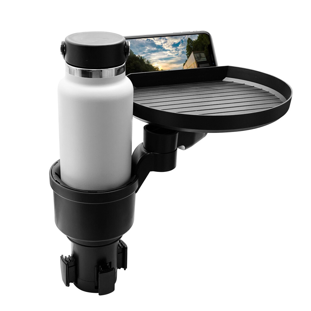 Macally Car Meal Tray - Expandable Cup Holder With Phone Slot - 9" Food Tray Table For Yeti, Hydroflask 5051224096114
