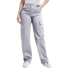 Pantaloni cargo da donna larghi, vestibilità comoda, casual, in cotone, da trekking con 6 tasche, grigi