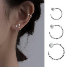 Damen-Creolen aus 925er Sterlingsilber mit Zirkonia, 8 mm