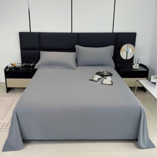 2 pcs Comfortable Breathable Twin Flat Sheet - Solid Green Cotton 450 Thread Count Machine Washable Bed Sheet (230x220x0.2cm)