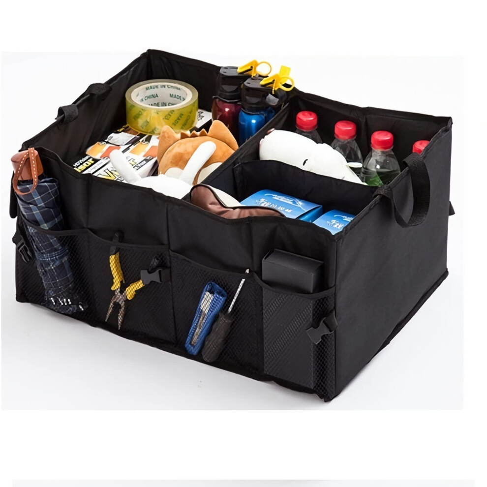Eidyer Car Boot Organiser, Super Large Volume, Van & Car Boot Tidy, Collapsible Multi-Compartment Car Organiser, Durable For All Vehicle (Black) Black 5051226181085