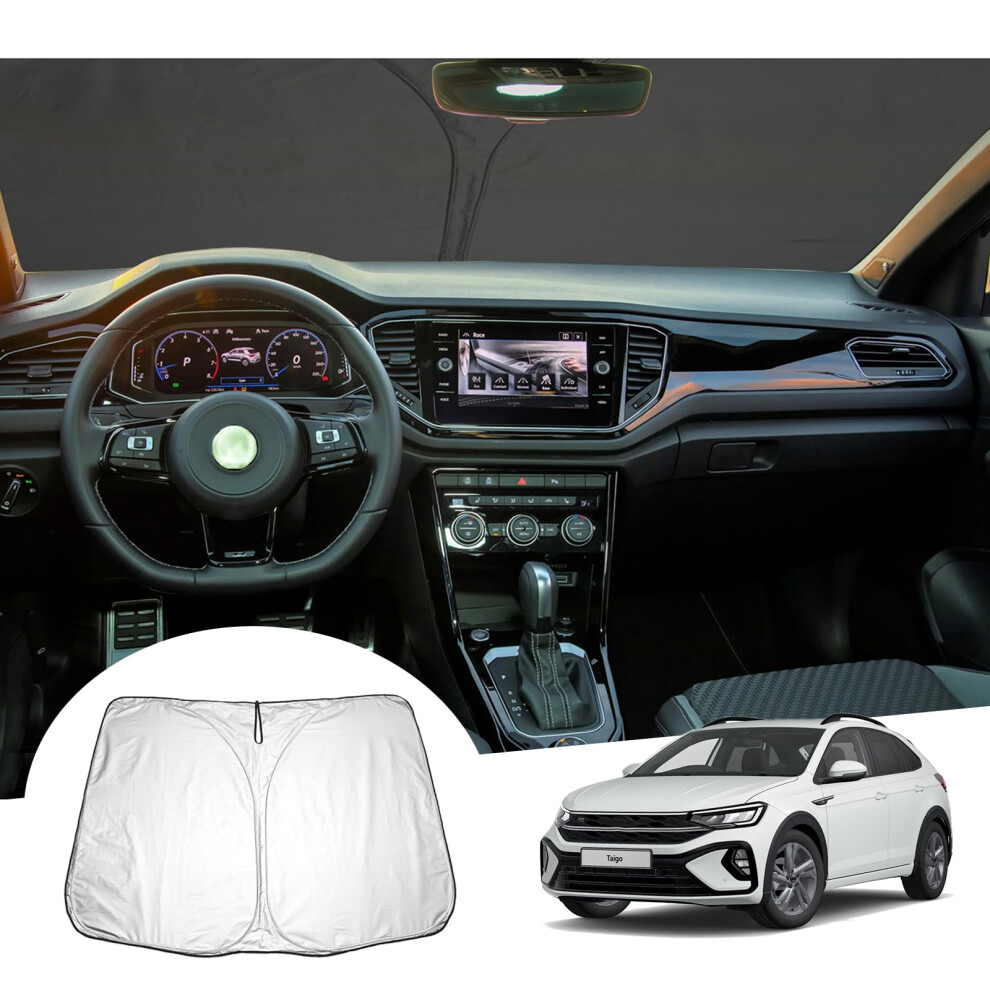 Gafat Compatible With Vw Taigo 2021-2024 2025 Sun Protection Front Windshield Interior, Taigo 2023 Windshield Sunshade Sun Visor, Uv Protection, 5051224092833