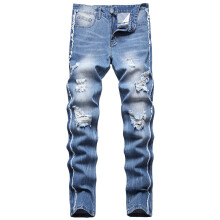 Herre Skinny Slim Fit Stretch Straight Leg Mode Jeans Bukser Blå2 40