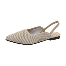 Summer Shoes for Women,Women Knitting Fabric Flats Slingbacks Comfort Walking Work Shoes Beige 5.5(36)